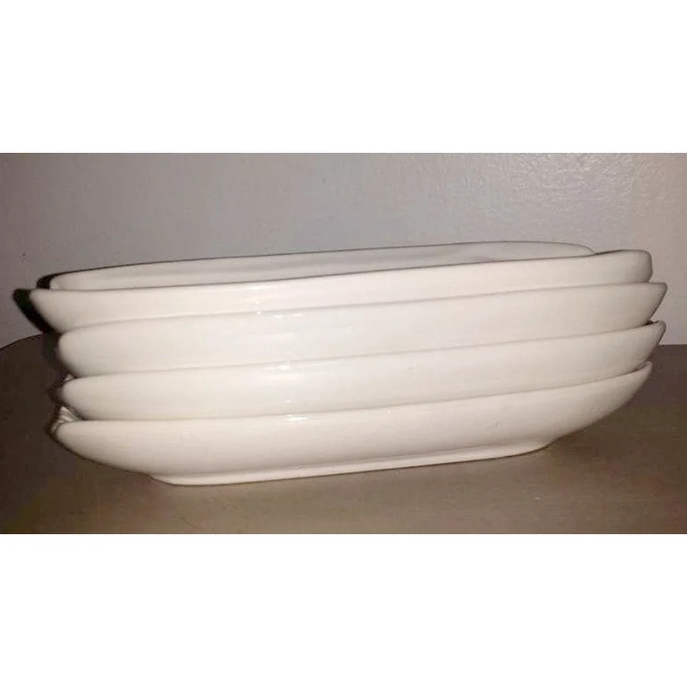 Vintage White Pottery Corn Holder Trays, Set of 4